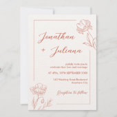 Invitation Boho Floral Mariage en terre cuite (Devant)
