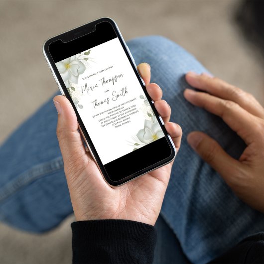 Invitation Boho Floral Mariage Magnolia Élégant