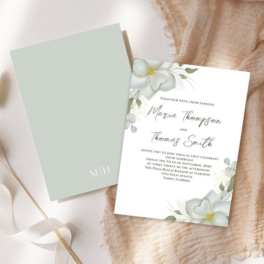 Invitation Boho Floral Mariage Magnolia Élégant