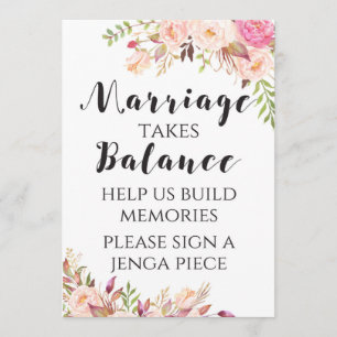 Invitation Boho floral Mariage prend équilibre signe 5x7"