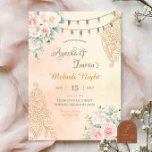 Invitation Boho Floral Mehndi, Haldi, Sangeet, Cérémonie Rohk