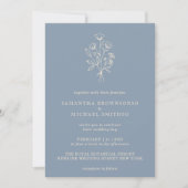 Invitation Boho floral minimal Botanique Dusty Mariage bleu (Devant)
