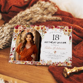 Invitation Boho Floral moderne 18e anniversaire Dîner photo