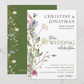 Invitation Boho floral moderne | MARIAGE FLEUR SAUVAGE (Devant / Derrière)