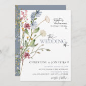 Invitation Boho floral moderne | MARIAGE FLEUR SAUVAGE (Devant / Derrière)