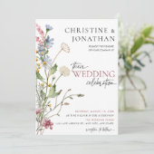 Invitation Boho floral moderne | MARIAGE FLEUR SAUVAGE (Debout devant)