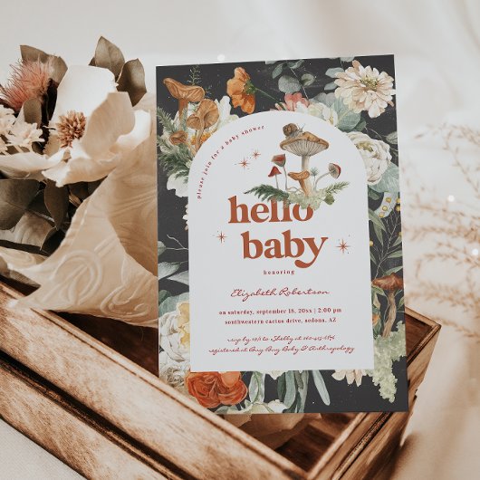 Invitation Boho Floral Mushroom Botanique | BABY SHOWER