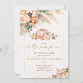 Invitation Boho Floral Notre Petit Citrouille 1er anniversair (Devant)