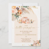 Invitation Boho Floral Notre Petit Citrouille 1er anniversair (Devant)