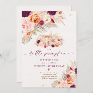 Invitation Boho Floral Notre Petit Citrouille 1ère fête d'ann