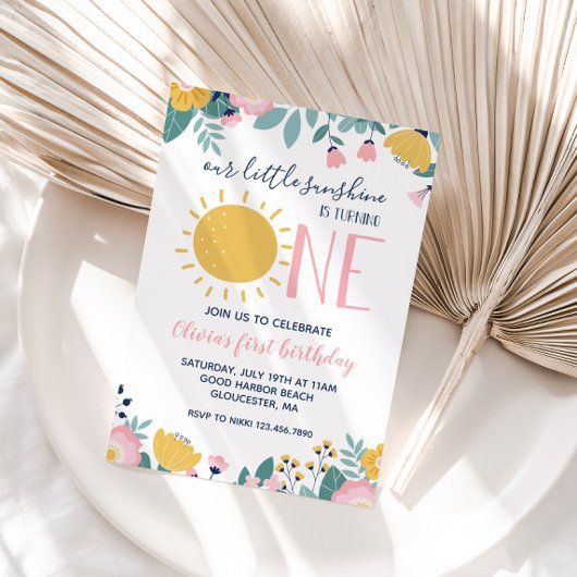 Invitation Boho Floral Notre Petit Soleil 1er Anniversaire In
