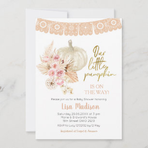 Invitation Boho Floral Notre Petite Fille Baby shower Citroui