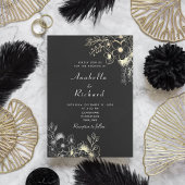 Invitation Boho Floral or noir et blanc Mariage