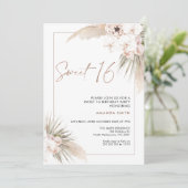 Invitation Boho Floral Orchards Pampas Sweet 16 Anniversaire (Debout devant)