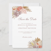 Invitation Boho Floral Palm Leaf mariage rose Enregistrer la  (Devant)