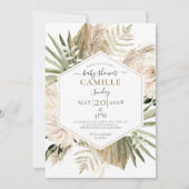 Invitation Boho Floral Palmetto Feuille Baby shower Eucalyptu (Devant)