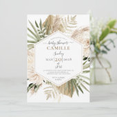 Invitation Boho Floral Palmetto Feuille Baby shower Eucalyptu (Debout devant)