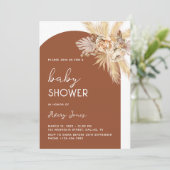 Invitation Boho Floral Pampas Baby shower d'arche en laiton (Debout devant)