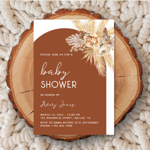 Invitation Boho Floral Pampas Baby shower d'arche en laiton
