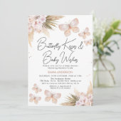 Invitation Boho Floral Pampas Butterfly Baby shower Baisers (Debout devant)