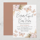 Invitation Boho Floral Pampas Butterfly Baby shower Baisers (Devant / Derrière)