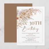 Invitation Boho Floral Pampas Cadre en herbe Anniversaire (Devant / Derrière)