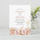 Invitation Boho Floral Pampas Fiançailles (Debout devant)