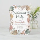 Invitation Boho Floral Pampas Graduation Party (Debout devant)
