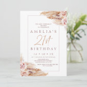 Invitation Boho Floral Pampas Grass 21e anniversaire (Debout devant)