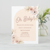 Invitation Boho Floral Pampas Grass Baby Shower (Debout devant)