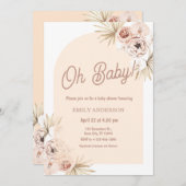 Invitation Boho Floral Pampas Grass Baby Shower (Devant / Derrière)