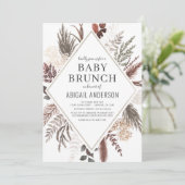 Invitation Boho Floral Pampas Grass Bébé Brunch Douche  (Debout devant)