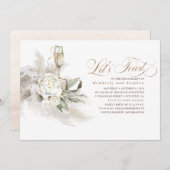 Invitation Boho Floral Pampas Grass Green Party (Devant / Derrière)