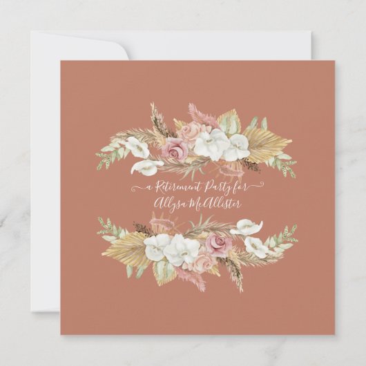 Invitation BOHO Floral Pampas Grass Macrame Retraite (Dos)