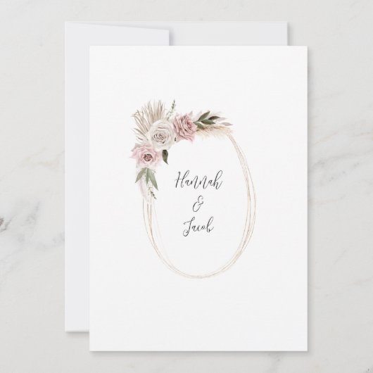 Invitation Boho Floral Pampas Grass Mariage (Dos)