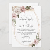 Invitation Boho Floral Pampas Grass Mariage (Devant / Derrière)
