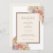Invitation Boho Floral Pampas Grass Mariage (Devant / Derrière)