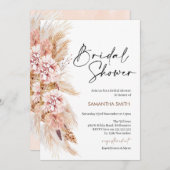 Invitation Boho Floral Pampas Grass nuptiale de douche Invita (Devant / Derrière)