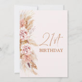 Invitation Boho Floral Pampas Herbe 21ème anniversaire Invita (Dos)