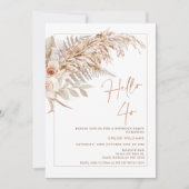 Invitation Boho Floral Pampas Herbe Bonjour 40 Anniversaire I (Devant)