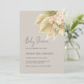 Invitation Boho Floral Pampas Herbe Paume Naturel Baby Shower (Debout devant)
