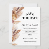 Invitation Boho Floral Pampas Mariage Grass Enregistrer La Da (Devant)