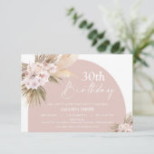 Invitation Boho Floral Pampas Palm Roses 30e anniversaire (Debout devant)
