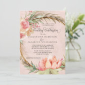 Invitation BOHO Floral Pampas Rose Aquarelle Mariage de couro (Debout devant)