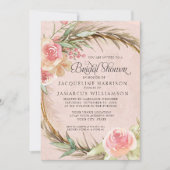 Invitation BOHO Floral Pampas Rose Aquarelle Wreath (Devant)