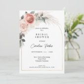 Invitation Boho, Floral, Pampasgras, Fête des mariées d'arc (Debout devant)