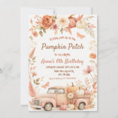 Invitation Boho Floral Patch de Citrouilles Anniversaire Fête (Devant)