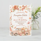 Invitation Boho Floral Patch de Citrouilles Anniversaire Fête (Debout devant)