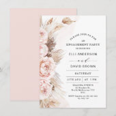 Invitation Boho Floral Peonies Pampas Grass Fiançailles (Devant / Derrière)