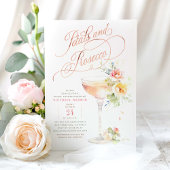 Invitation Boho Floral Petals et Prosecco Fête des mariées